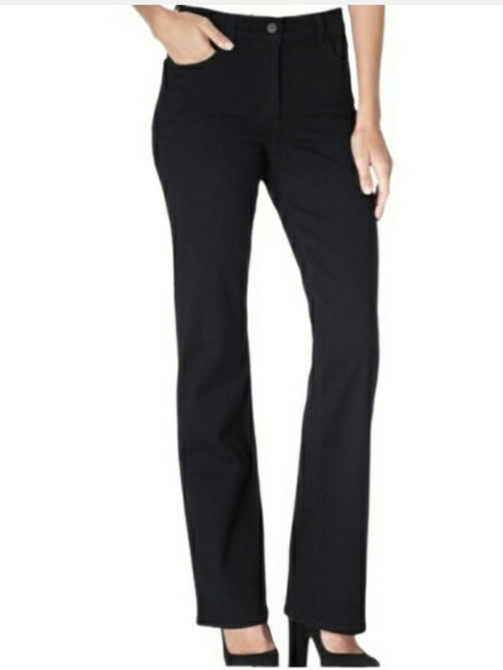 NYDJ Sarah Relaxed Bootcut Jeans in Black Size 10P